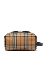 Burberry Vintage Check Cotton-blend And Leather Pouch