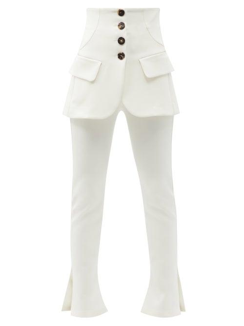Matchesfashion.com A.w.a.k.e. Mode - Basque-panel Crepe Slim-leg Trousers - Womens - Ivory