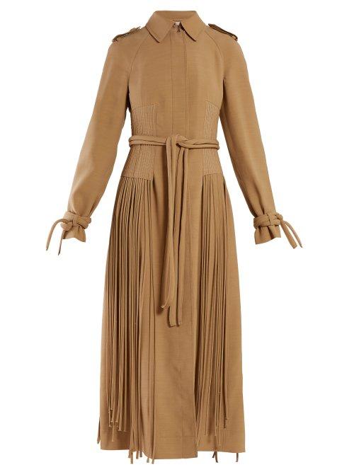 Matchesfashion.com Gabriela Hearst - Torres Fringed Silk Coat - Womens - Camel