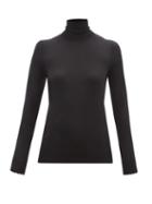 Chlo - Roll-neck Pleated-shoulder Wool Sweater - Womens - Black