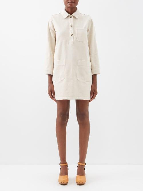 A.p.c. - Aurelia Patch-pocket Cotton-canvas Dress - Womens - Ecru