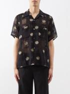 Needles - One Up Embroidered Gauze Short-sleeved Shirt - Mens - Black