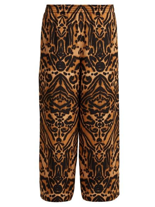 Matchesfashion.com Raey - Tiger Print Silk Cady Pyjama Trousers - Womens - Brown Multi