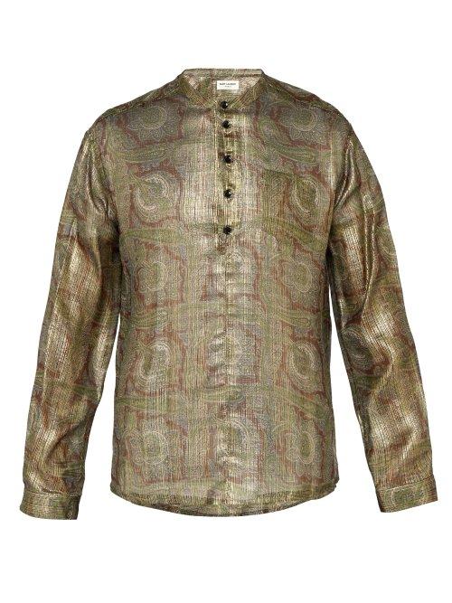 Matchesfashion.com Saint Laurent - Paisley Print Lam Shirt - Mens - Gold