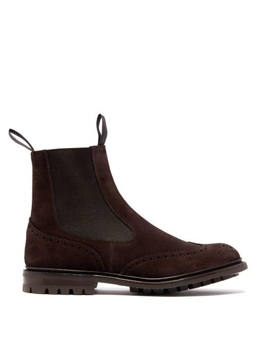 Matchesfashion.com Tricker's - Henry Suede Chelsea Boots - Mens - Dark Brown