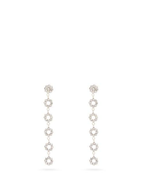 Matchesfashion.com Etro - Crystal Embellished Floral Drop Earrings - Womens - Silver