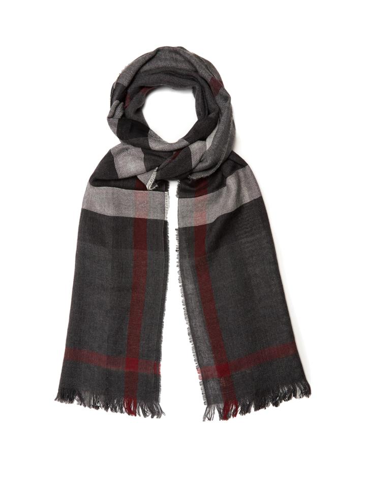 Burberry Checked Wool And Cashmere-blend Scarf