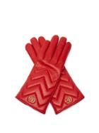 Matchesfashion.com Gucci - Gg Marmont Chevron-quilted Leather Gloves - Womens - Red