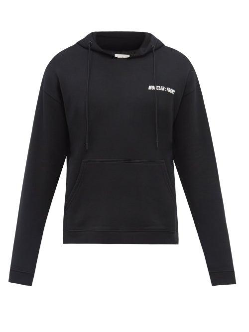 7 Moncler Fragment Hiroshi Fujiwara - Logo-print Cotton-jersey Hooded Sweatshirt - Mens - Black