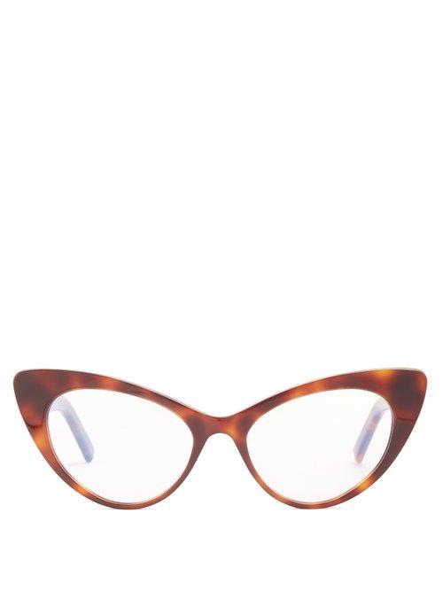 Matchesfashion.com Saint Laurent - Lily Cat Eye Frame Acetate Glasses - Womens - Tortoiseshell