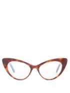 Matchesfashion.com Saint Laurent - Lily Cat Eye Frame Acetate Glasses - Womens - Tortoiseshell