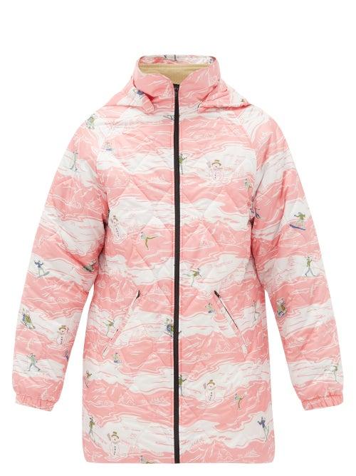 Matchesfashion.com Martine Rose - Hooded Ski-print Quilted Jacket - Mens - Pink