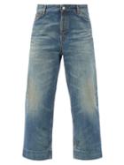 Matchesfashion.com Balenciaga - Distressed Organic-cotton Cropped Jeans - Womens - Denim