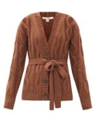 Matchesfashion.com Brock Collection - Belted Cable-knit Cashmere Cardigan - Womens - Brown