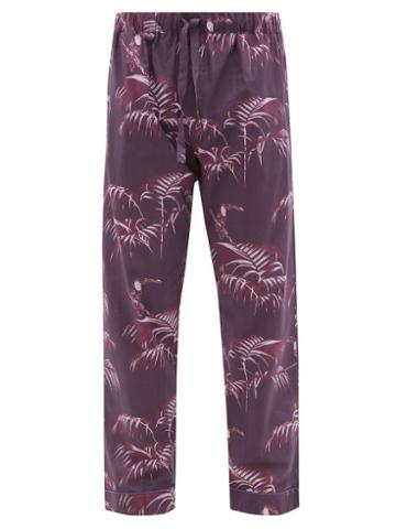Desmond & Dempsey - Bocas-print Cotton Pyjama Trousers - Mens - Purple Multi