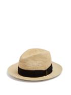 Matchesfashion.com Borsalino - Panama Woven And Crochet Straw Hat - Mens - Black Multi