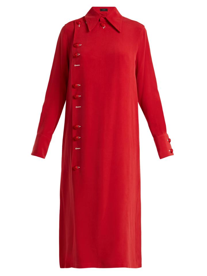 Joseph Elvi Asymmetric-button Silk Shirtdress