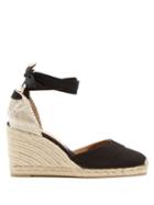 Matchesfashion.com Castaer - Carina 80 Canvas & Jute Espadrille Wedges - Womens - Black