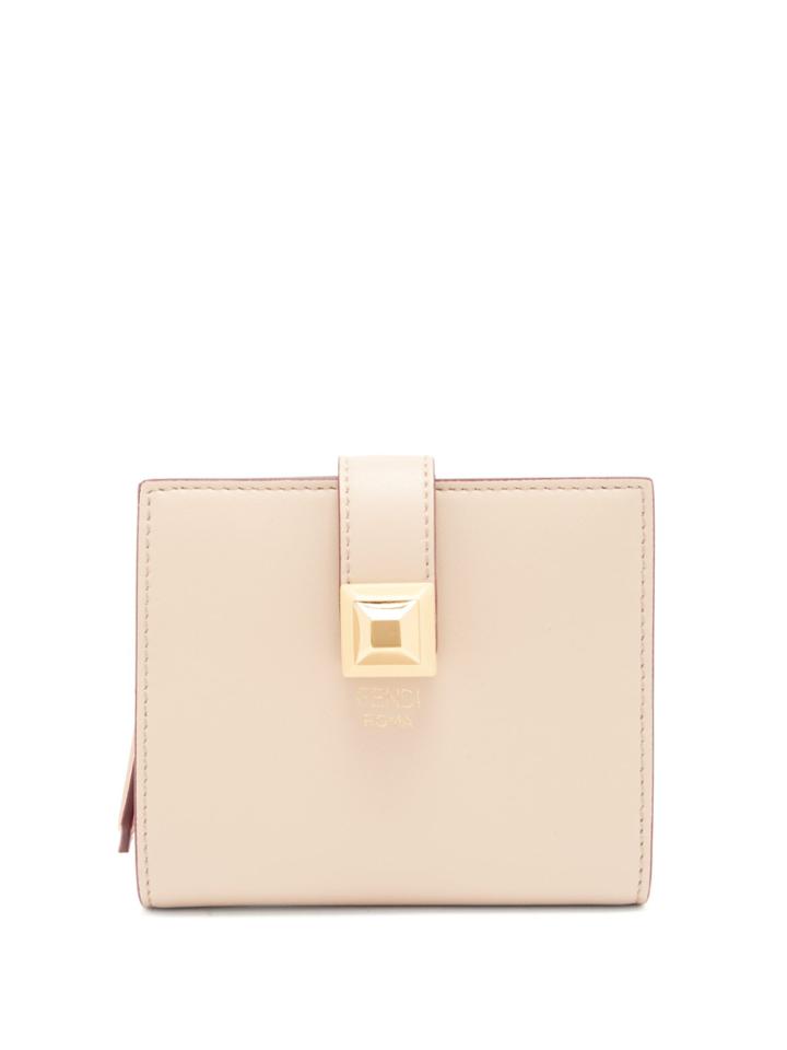 Fendi Stud-embellished Expandable Leather Wallet