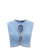Ladies Rtw David Koma - Crystal-embellished Keyhole Crepe Crop Top - Womens - Blue