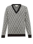 Matchesfashion.com Gucci - Rhombi Jacquard Pattern Wool Sweater - Mens - Black White