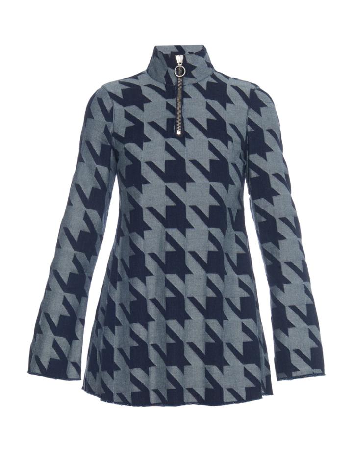 Marques'almeida High-neck Hound's-tooth Denim Mini Dress