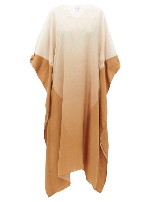 Matchesfashion.com Kilometre Paris - Adrere Amellal Embroidered Silk Kaftan - Womens - Brown