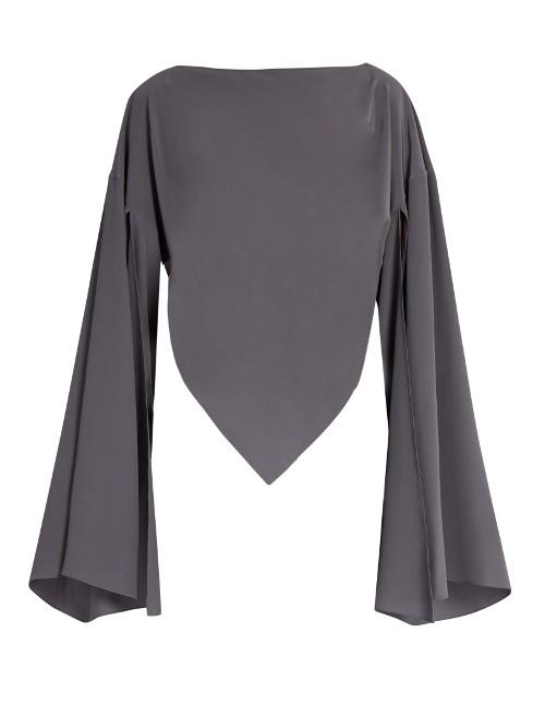 Balenciaga Boat-neck Triangular-hem Silk Blouse