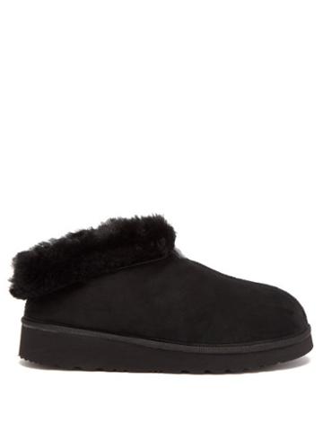 Grenson - Wyeth Shearling-lined Suede Slippers - Mens - Black