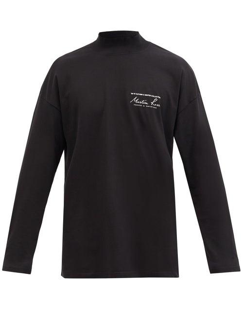 Matchesfashion.com Martine Rose - Logo-print Cotton-jersey Long-sleeved T-shirt - Mens - Black