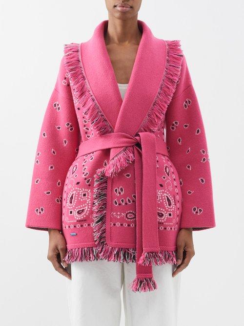 Alanui - Bandana-jacquard Cashmere Cardigan - Womens - Pink