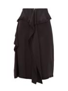 Matchesfashion.com Burberry - Raw Hem Ruffled Silk Satin Skirt - Womens - Black