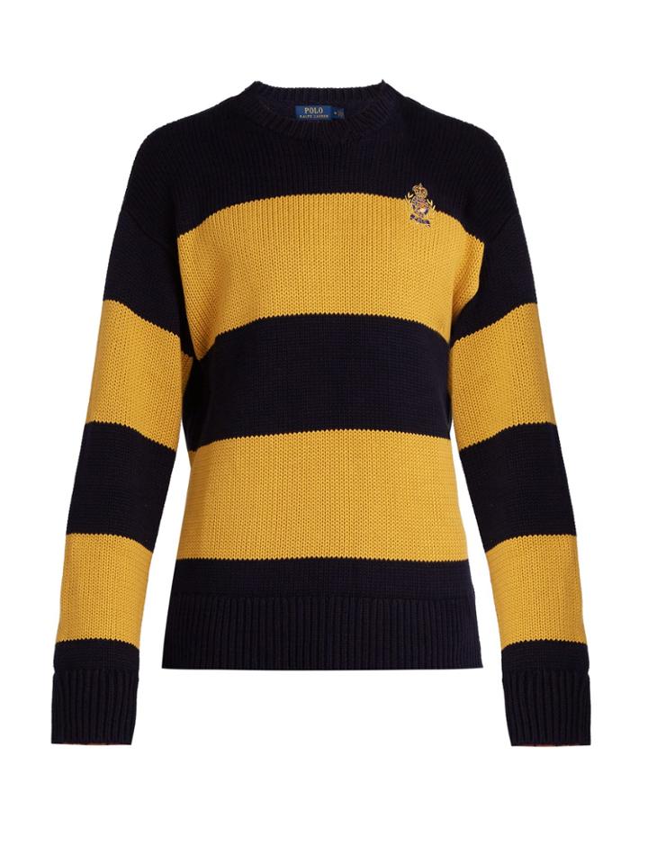 Polo Ralph Lauren Embroidered-crest Striped Cotton Sweater