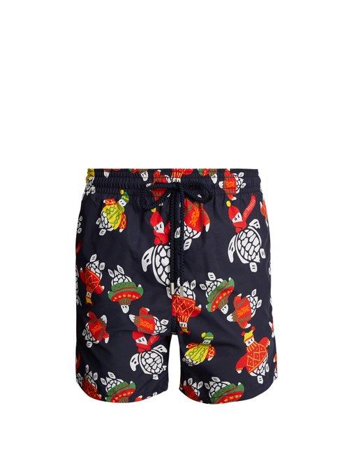 Matchesfashion.com Vilebrequin - Moorea Sweater Turtles Print Swim Shorts - Mens - Blue Multi