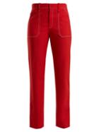 Matchesfashion.com Chlo - Contrast Stitch Straight Leg Trousers - Womens - Red