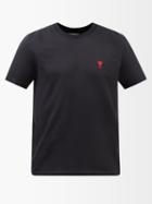 Ami - Ami De Caur-embroidered Cotton-jersey T-shirt - Mens - Black