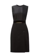 Matchesfashion.com Burberry - Pleated Silk Satin And Wool Shift Dress - Womens - Black Multi