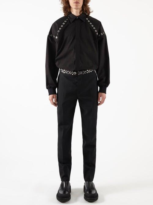 Alexander Mcqueen - Embellished-waistband Wool-gabardine Trousers - Mens - Black