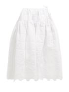 Matchesfashion.com Cecilie Bahnsen - Rosie Quilted Cotton Midi Skirt - Womens - White