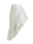 Rodarte Asymmetric Polka-dot Ruffle Skirt