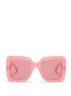 Matchesfashion.com Gucci - Oversized Pearlescent Acetate Square Sunglasses - Womens - Pink Multi