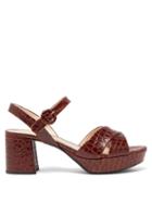 Matchesfashion.com Prada - Platform Crocodile Effect Leather Sandals - Womens - Dark Brown