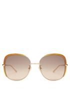 Matchesfashion.com Gucci - Oversized Square Frame Metal Sunglasses - Womens - Gold Multi