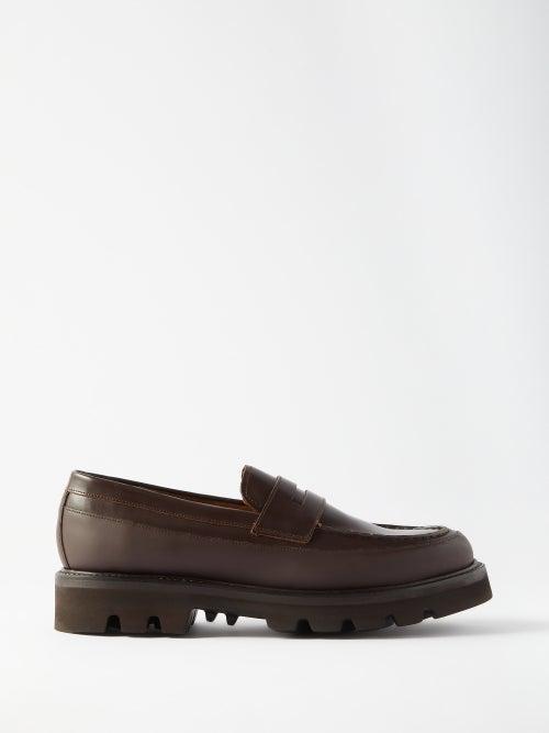 Grenson - Pete Lug-sole Leather Loafers - Mens - Dark Brown