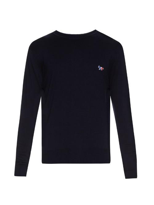 Maison Kitsuné Logo-patch Wool-knit Sweater