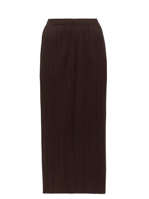 Matchesfashion.com Pleats Please Issey Miyake - Pleated Midi Skirt - Womens - Dark Brown