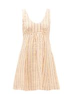 Matchesfashion.com Three Graces London - Emilia Striped Linen Mini Dress - Womens - Multi