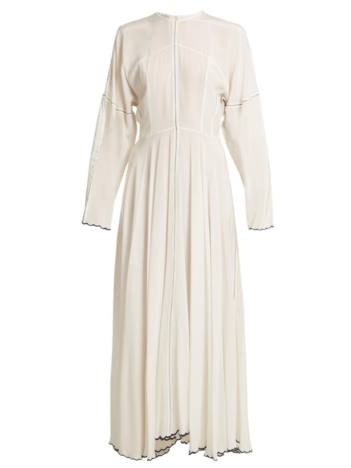 Natasha Zinko Beaded Slogan-back Silk Long-sleeve Dress