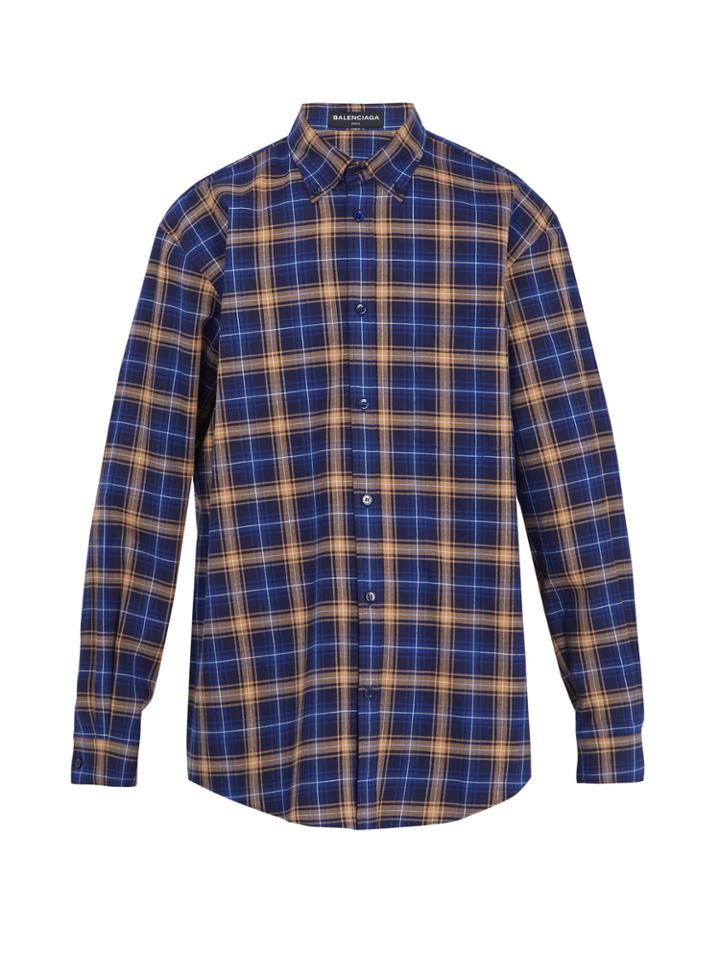 Balenciaga Logo-print Checked Cotton Shirt