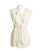 Matchesfashion.com Raey - Raw Edge Sleeveless Wool Twill Jacket - Womens - Ivory